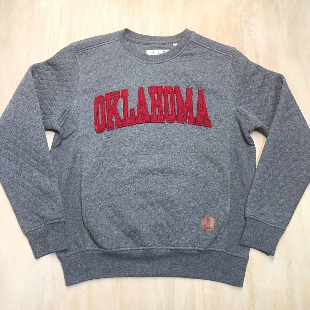 Oklahoma‎ Sooners Pressbox Women's S Moose Quilted Pullover Sweatshirt Grey NEW - Picture 6 of 11